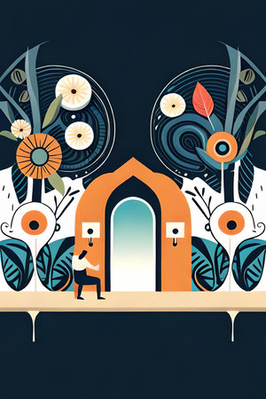 Simple minimalistic design style of Boho art design muted color scheme, incorporating botanicalの素材