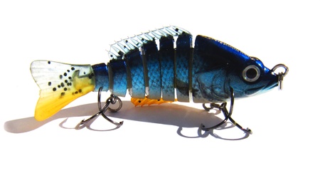 Blue Fishing Lure from the side Isolated On A White Background  wobbler                             の写真素材