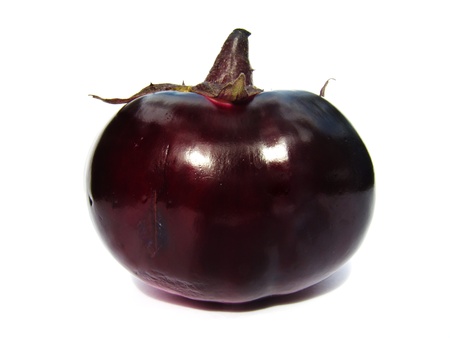 Round one eggplant isolated on white background                             の写真素材