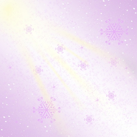 Abstract light purple christmas background with snowflakes that sparkle in the sunの写真素材
