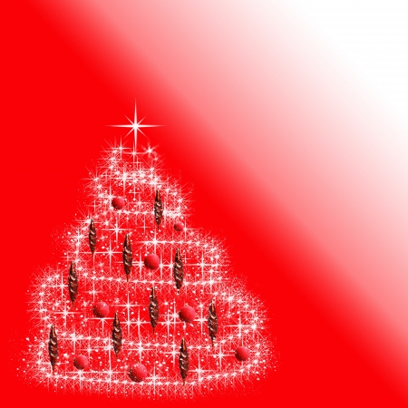 Christmas background with the image of Christmas trees in redの写真素材