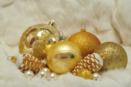 Christmas decorations in gold and white 2013の写真素材