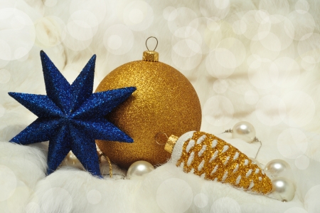 New Year decorations on blurred tender backgroundの写真素材