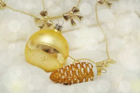 New Year decorations on vague background with space for textの写真素材