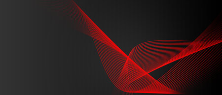 Abstract red line curve wave on blackmodern background illustrationの写真素材