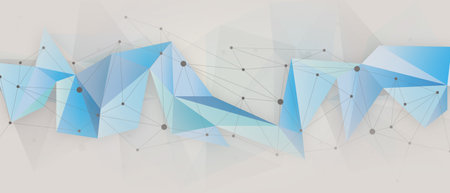 Abstract blue polygonal background with connecting dots and lineson grey backgroundの写真素材