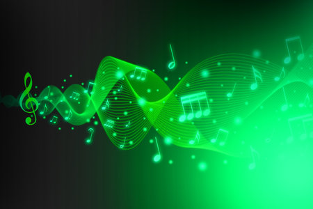 Abstract Colorful music background with notesの写真素材