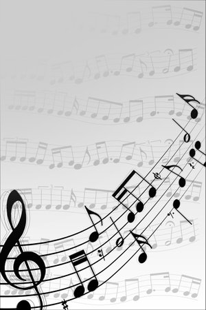 musical notes on grey backgroundの写真素材