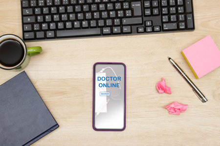 doctor online concept, mobile app for internet medical servicesの写真素材