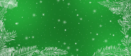 illustration of Christmas green Background with silver branches of christmas treeの写真素材
