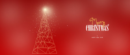 Christmas and New Year gold glitter pine tree cardの写真素材