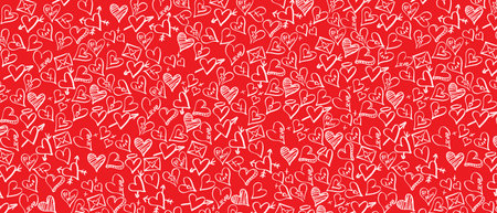 Valentine's Day - concept of banner with hearts on red backgroundの写真素材
