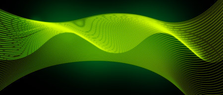 Neon glowing techno lines, green hi-tech futuristic abstract background