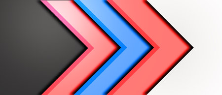 Abstract red and blue arrows on white and black space design modern futuristic background illustrationの写真素材
