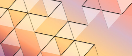 Abstract geometric paper cut web banner template on golden background