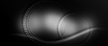 Dark grey abstract background with glowing neon circles numbers