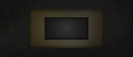 black abstract square paper cut luxury frameの写真素材