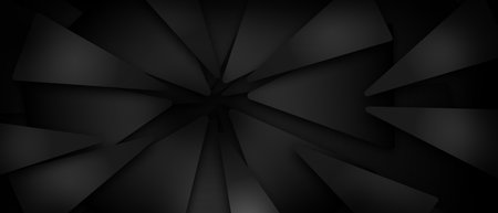 Abstract background with layers of black trangle paperの写真素材