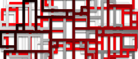 Red and grey papercut geometry banner design