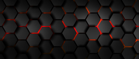 black and red hexagons modern background illustration