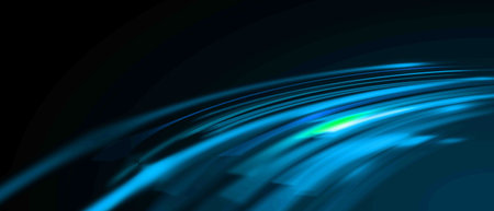 Abstract Blue Light Streaks on Black Backgroundの写真素材