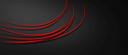 abstract background with red and black curved linesの写真素材