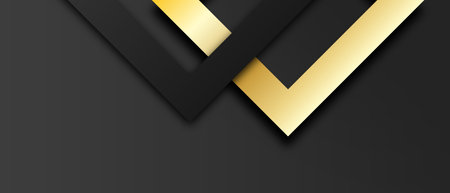 Elegant dark back background with abstract golden wavy shapes lines shiny