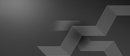 abstract background hexagon lines on black backgroundの写真素材