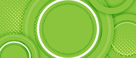 Abstract modern green gradient circles layers background with halftone dots decoration and shadowの写真素材