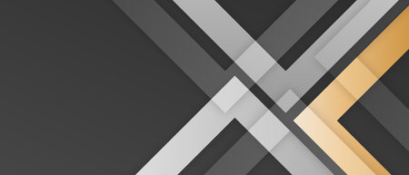 Abstract geometric shape black gold background with light and shadow layered for presentation designの写真素材