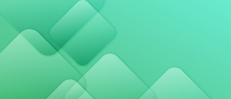 Abstract green geometric background with overlapping rounded squares