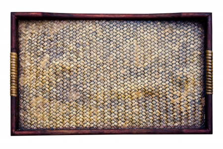 The isolated old Bamboo trayの写真素材