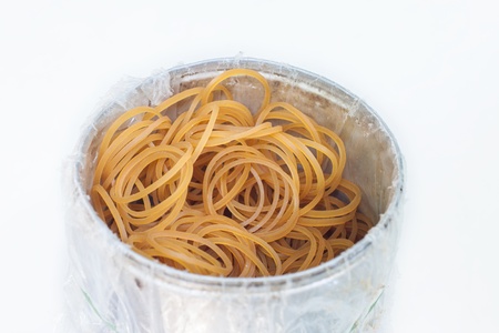 Plastic bands kept in a can