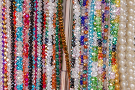 Colourful bead necklace with shinny vivid colorの写真素材