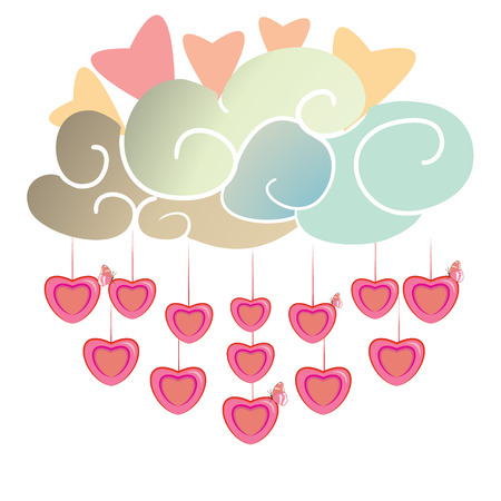 Cloud drop water into heart shape on white background のイラスト素材