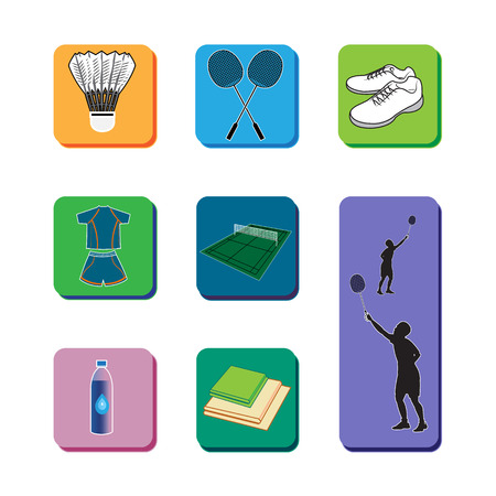 Icon set of necessary equipment for playing badminton.
(gradient effect)のイラスト素材