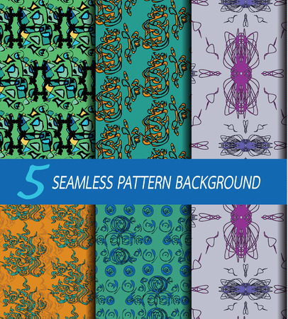 Set of 5 abstract artistic seamless pattern backgroundのイラスト素材