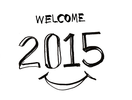 Typographic,welcome 2014 with smile on whiteの写真素材