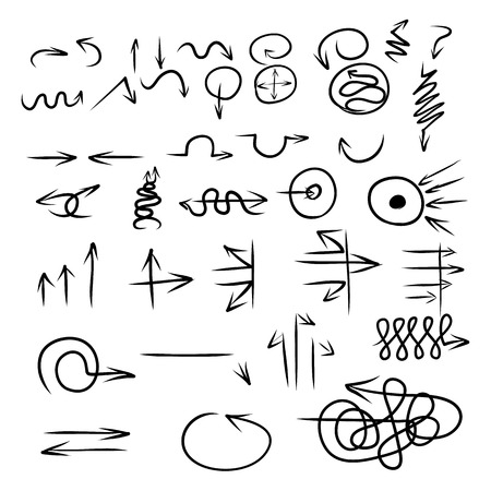 Hand drawing many styles of arrow on whiteの写真素材