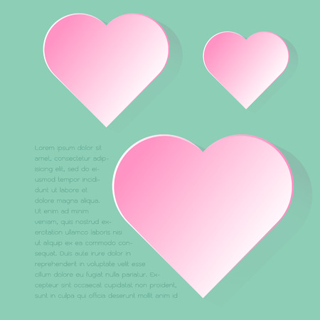 Vector illustration, Simply infographic pink heart symbol with long shadow on green backgroundのイラスト素材