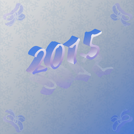 Vector of 2015 with reflect shadow on snow pattern background,new year celebrationのイラスト素材