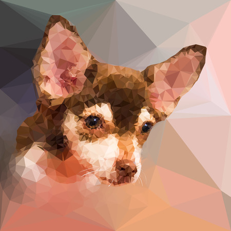 Low poly geometric portrait of chihuahu dog, triangular shape mosaic styleのイラスト素材