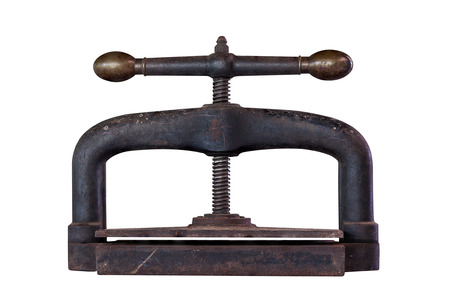 Rusty vintage tool for compressing fabric with clipping pathの写真素材