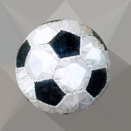 Low poly geometric of football with shadow on grey background,vector triangular styleのイラスト素材