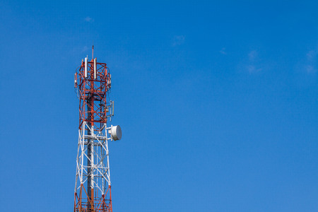 Mobile phone tower with blue sky background