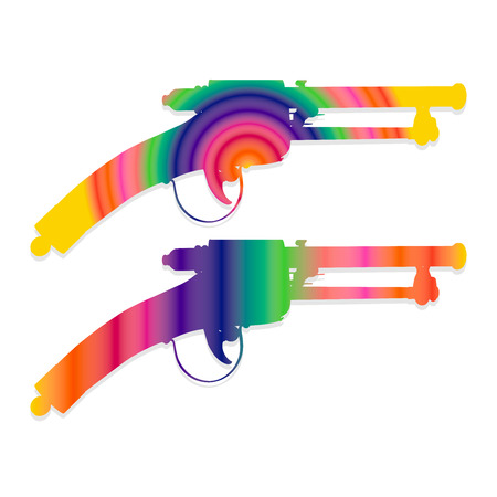 Colorful vintage gun isolated on white backgroundのイラスト素材