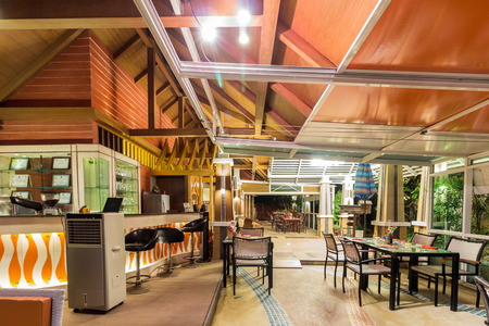 Empty modern restaurant in resort ,Thailandのeditorial素材