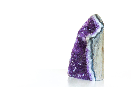 Amethyst crystal, semiprecious gem, on white backgroundの写真素材
