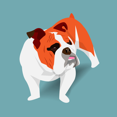Cute french bulldog with shadow on green background,vector illustrationのイラスト素材