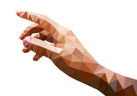 Brown polygon right hand on white background, geometric triangular vector.